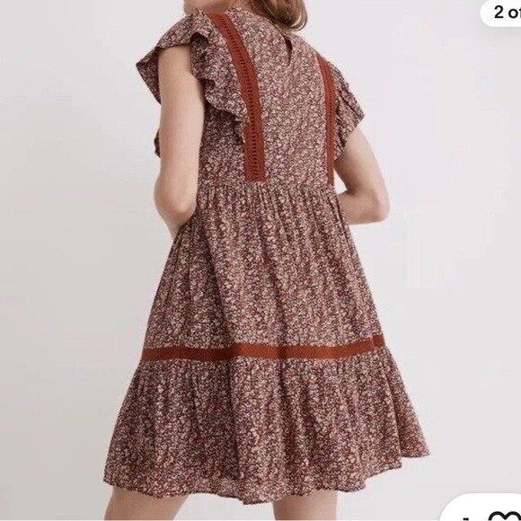 Madewell Flutter Sleeve Cottage Garden Mini Dress Size Small - Picture 3 of 8